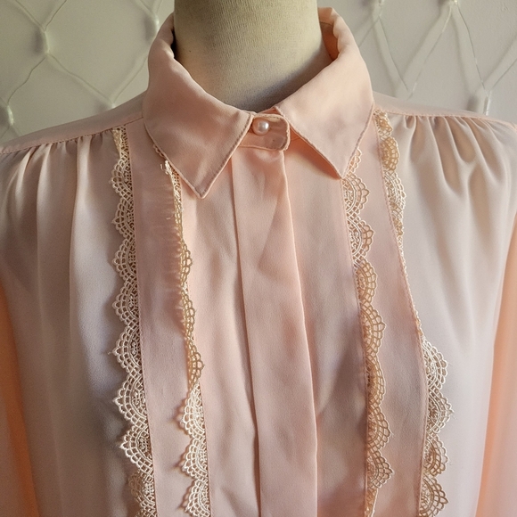 Vintage Karen Scott Blouse / Blush Pink / Size 10 - Picture 2 of 7